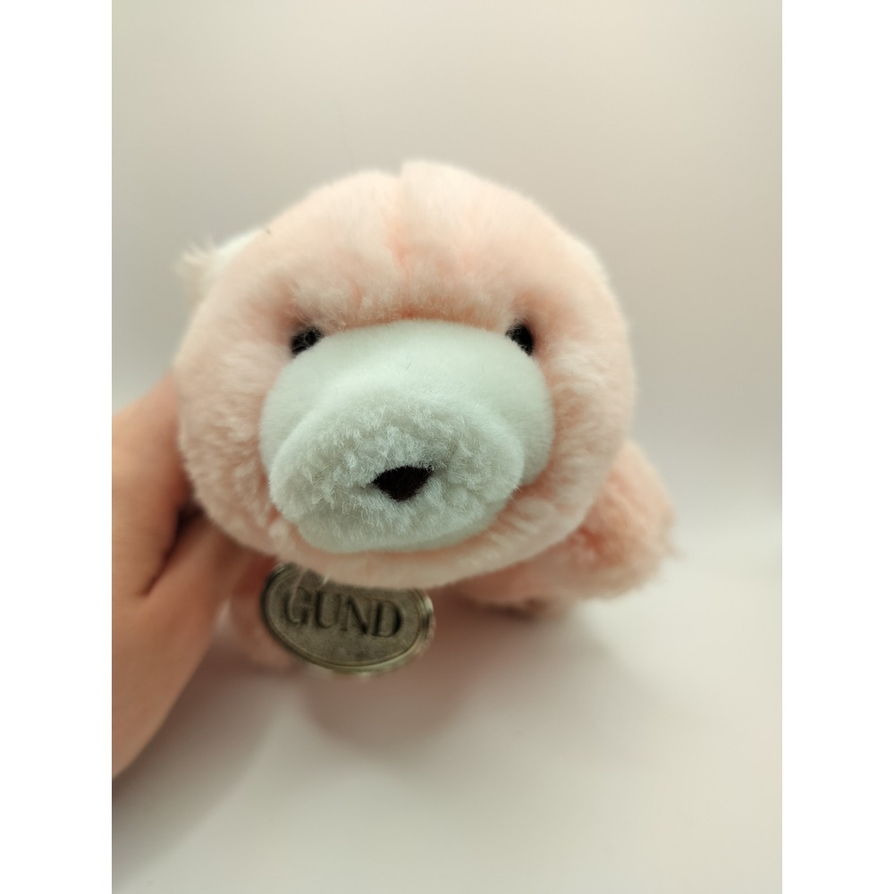 Vintage 1980 Pink Snuffle Bear Gund Medallion Stuffed Animal Toy Small Pastel